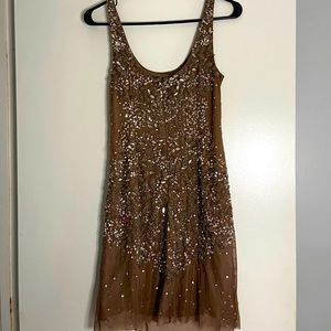 Stunning sequin and crystal-covered mini dress. Size 6P